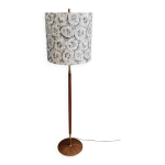 Lampadaire vintage en teck avec abat - jour � imprim�s