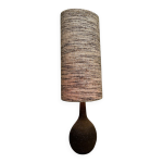 Lampadaire vintage xl en cramique avec abat - jour en laine texture, annes 1970. france