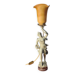 Lampe 1900 laiton avec tulipe pte de verre signe tief 56x15