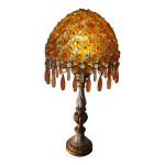 Lampe 1970 bois peint patiné Lampe 1970 bois peint patiné