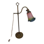 Lampe ancienne laiton et tulipe pate de verre   le verre franais