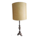 Lampe ancienne, pied pique cierge en bronze argent