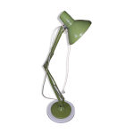 Lampe architecte vintage, articule sur socle en mtal peint vert  kaki