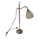 Lampe à poser art déco col de cygne avec tulipe en verre pressé moulé Lampe à poser art déco col de cygne avec tulipe en verre pressé moulé