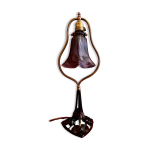 Lampe art dco, en fer forg et laiton, abat - jour  vianne , anne 1930