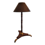 Lampe art déco moderniste 1950 bois et laiton signé france paris Lampe art déco moderniste 1950 bois et laiton signé france paris