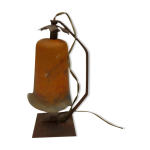 Lampe art dco en pte de verre et fer forg aux feuilles