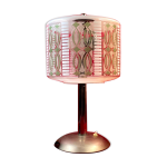 Lampe art deco verrerie maille  dcor gomtrique & d'arabesques