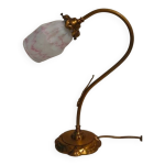 Lampe art nouveau col de cygne et tulipe en verre
