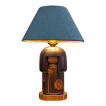 Lampe artisanale vintage avec kokeshi japonaise de gunma, signe sansaku sekiguchi