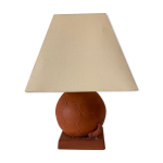 Lampe ballon de football et coq en terre cuite des annes 80