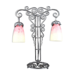 Importante lampe bicéphale en fer forgé par schneider, art déco, c. 1920 Importante lampe bicéphale en fer forgé par schneider, art déco, c. 1920