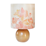 Lampe en bois blond, abat jour soie, ann�es 70