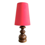 Lampe bois tourn abat - jour cne vintage
