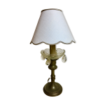 Lampe bougeoir en bronze  bobche et pampilles ancienne