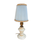 Lampe bougeoir vintage faence vanille liser or et abat - jour rhodod pliss azur