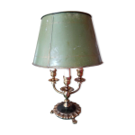 Lampe bouillotte 3 lumires bronze dor abat jour tle pates de lion