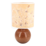 Lampe boule en bois, abat jour avec fleurs sches