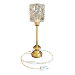 Lampe à poser en bronze doré à la feuille et cristal taillé Lampe à poser en bronze doré à la feuille et cristal taillé