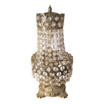 Lampe bronze et laiton de table 40x20 a pampilles cristal verre 1940 a 50
