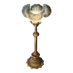 Lampe bronze et marbre tulipe verre sign vianne 40x17 bon etat