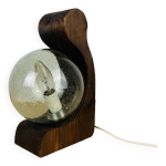 Lampe brutaliste temde leucthen années 70 pin et globe verre Lampe brutaliste temde leucthen années 70 pin et globe verre