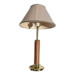 Lampe de bureau lancel paris cuir granit fauve et laiton