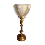 Lampe calice 1930 laiton tulipe verre moulé Lampe calice 1930 laiton tulipe verre moulé