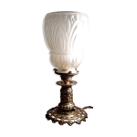 Lampe calice pied bronze et laiton tulipe 1900