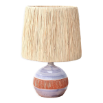 Lampe c�ramique de christian muratore abat jour en raphia