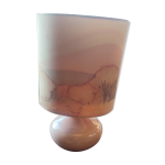 Lampe en cramique et son abat - jour en soie peinte vers 1970