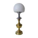 Lampe champignon argent laiton pate de verre