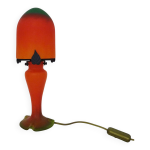 Lampe champignon en pte de verre marmoren orange vert. artistar