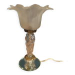 Lampe chevet base miroir verre tulipe pte de verre dp 012364