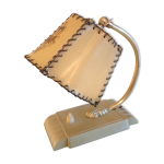 Lampe de chevet en laiton et abat jour beige style art dco