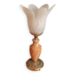 Lampe chevet pied marbre laiton tulipe pte de verre dp 0123259