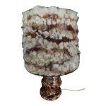 Lampe de chevet vintage abat jour laine pied terre cuite vernisse annes 60