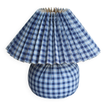 Lampe de chevet vintage jacadi tissu écossais bleu et blanc Lampe de chevet vintage jacadi tissu écossais bleu et blanc
