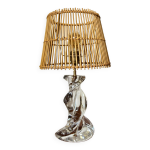 Lampe cristal et rotin vintage