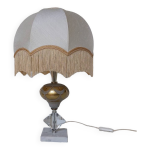 Lampe cristal taill  la main et marbre blanc 57 cm