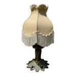 Lampe  franges et pied bronze