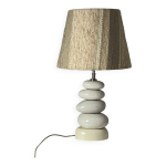 Lampe  galets craquels par franois chtain avec son abat jour d origine, france 1970s