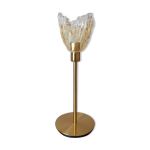 Lampe à poser globe drappé ambre et citrine dlg murano Lampe à poser globe drappé ambre et citrine dlg murano