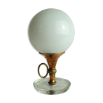 Lampe globe verre cuivre et laiton vintage