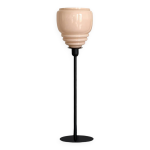 Lampe  poser ralise avec un globe en verre rose poudr vintage