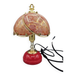 Lampe globe en verre rose vintage avec d�tails en laiton et base rose