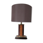 Lampe hollywood regency en loupe d'orme et laiton annes 70