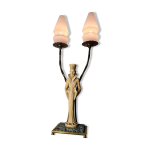 Lampe ivory resine figurines magicien 1950 a 70 a. santini made in italy 63x26 socle marbre Lampe ivory resine figurines magicien 1950 a 70 a. santini made in italy 63x26 socle marbre