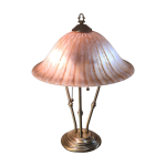 Lampe laiton bross abat jour verre vianne 1970 a 80 a tirettes independente h47x35