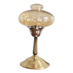 Lampe  poser en laiton et globe en verre fum dor lamp - 7414